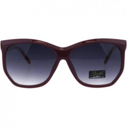 Oversized Womens Designer Style Sunglasses Oversized Square Angled Frame UV 400 - Burgundy Red (Smoke) - CM18KH0WGCO $9.63