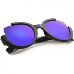 Rimless Women's Semi-Rimless Teardrop Colored Mirror Lens Oversize Sunglasses 53mm - Black / Blue Mirror - CC12MZXV7Y0 $9.07