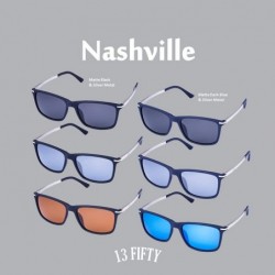 Square Nashville Polarized Retro Unisex Sunglasses -Multiple Options - Matte Black - CD18Q6EL09S $19.29