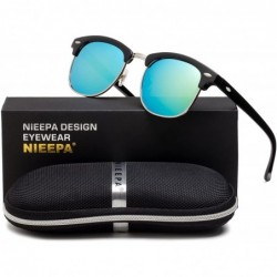 Rimless Semi Rimless Polarized Sunglasses Classic Metal Retro Rivets Sun Glasses - Gold Lens/Bright Black Frame - CP185YQ986O...