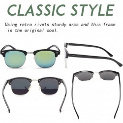 Rimless Semi Rimless Polarized Sunglasses Classic Metal Retro Rivets Sun Glasses - Gold Lens/Bright Black Frame - CP185YQ986O...