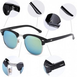 Rimless Semi Rimless Polarized Sunglasses Classic Metal Retro Rivets Sun Glasses - Gold Lens/Bright Black Frame - CP185YQ986O...