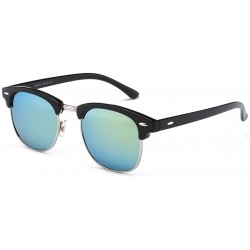 Rimless Semi Rimless Polarized Sunglasses Classic Metal Retro Rivets Sun Glasses - Gold Lens/Bright Black Frame - CP185YQ986O...