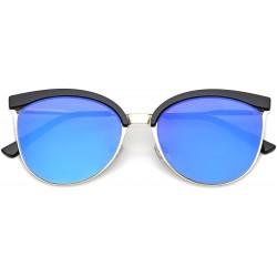 Cat Eye Fashion Culture Women's Higher Ground Mirrored Flat Lens Cat Eye Sunglasses - Blue - CK18D9H65H6 $13.01