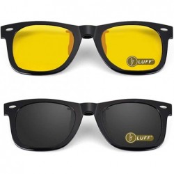 Oval 2-Pack Clip-on Sunglasses/Night Vision Glasses Flip Up UV 400 for Outdoor - Black-yellow - CZ18Z0MWYLH $10.96