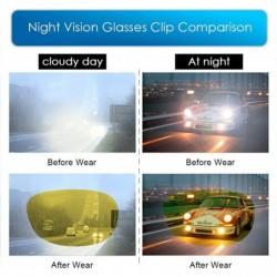 Oval 2-Pack Clip-on Sunglasses/Night Vision Glasses Flip Up UV 400 for Outdoor - Black-yellow - CZ18Z0MWYLH $10.96