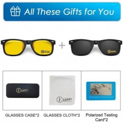 Oval 2-Pack Clip-on Sunglasses/Night Vision Glasses Flip Up UV 400 for Outdoor - Black-yellow - CZ18Z0MWYLH $10.96