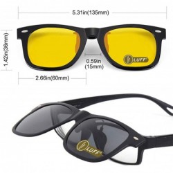 Oval 2-Pack Clip-on Sunglasses/Night Vision Glasses Flip Up UV 400 for Outdoor - Black-yellow - CZ18Z0MWYLH $10.96