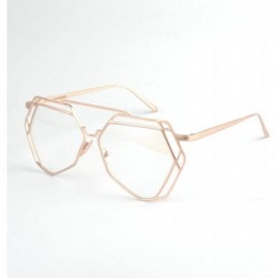 Oversized Oversized Metal Geometric Frame Clear Lens and Color Sunglasses - yhl - Gold-plain - C112O76ZVAO $9.10