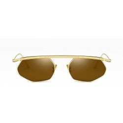 Rectangular Small Metal Frame Sunglasses Women Purple Yellow Sun glasses Retro Irregular Sunglass for Female UV400 - C518OTUD...