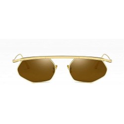 Rectangular Small Metal Frame Sunglasses Women Purple Yellow Sun glasses Retro Irregular Sunglass for Female UV400 - C518OTUD...