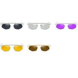 Rectangular Small Metal Frame Sunglasses Women Purple Yellow Sun glasses Retro Irregular Sunglass for Female UV400 - C518OTUD...