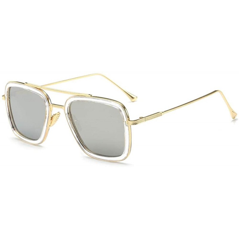 Square Sunglasses sunglasses Europe and the United States square men's flat mirror sunglasses sunglasses - C618X2XYMGY $34.70