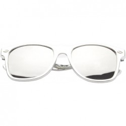 Wayfarer Retro Square Fashion Sunglasses in Black Frame Blue Lenses - Silver Mirror - C311OJA18MH $19.21