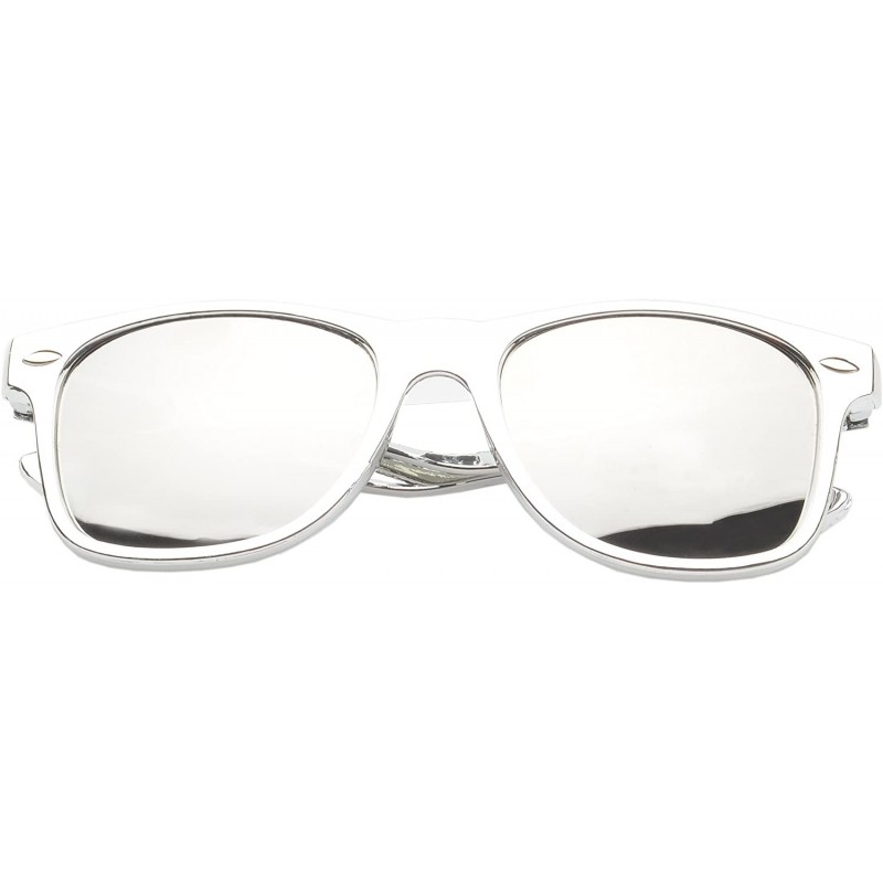 Wayfarer Retro Square Fashion Sunglasses in Black Frame Blue Lenses - Silver Mirror - C311OJA18MH $9.61
