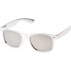 Wayfarer Retro Square Fashion Sunglasses in Black Frame Blue Lenses - Silver Mirror - C311OJA18MH $9.61