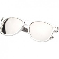 Wayfarer Retro Square Fashion Sunglasses in Black Frame Blue Lenses - Silver Mirror - C311OJA18MH $9.61