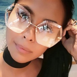 Oversized Sunglasses for Women Oversized Rimless Diamond Cutting Lens Sun Glasses - D - CA18EI8M6Y9 $9.84