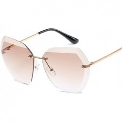 Oversized Sunglasses for Women Oversized Rimless Diamond Cutting Lens Sun Glasses - D - CA18EI8M6Y9 $9.84