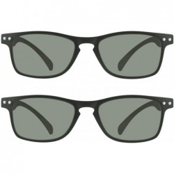 Rectangular Square Reading Sunglasses Full Sun Reader Men Women Flexible Light - Black + Black - C6180T49XKD $35.64