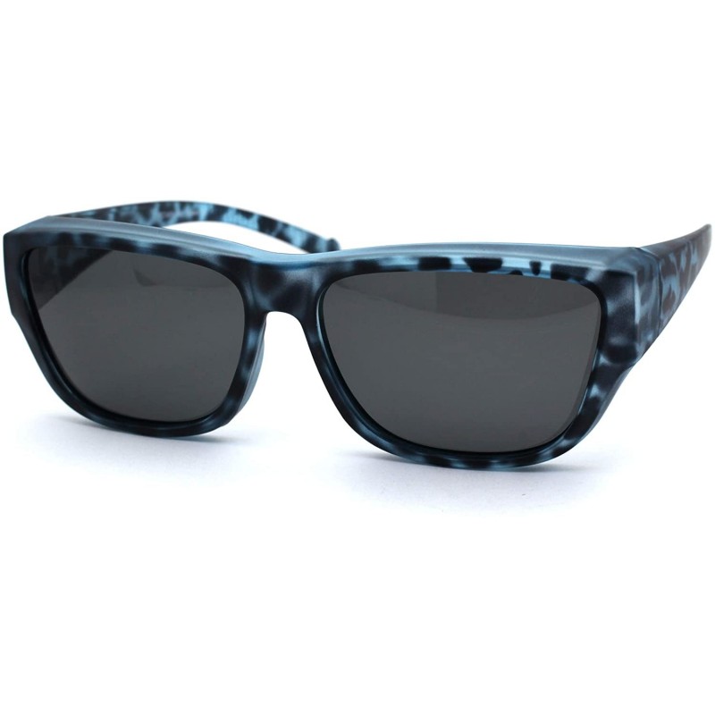 Rectangular Anti-reflective Polarized Lens Fit Over Rectangular Plastic Sunglasses - Blue Tortoise Black - CS18ZTAWRMT $17.49