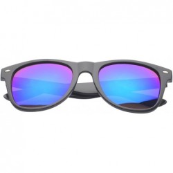 Square Retro Square Fashion Sunglasses in Black Frame Blue Lenses - Blue Purple - CZ11OJZAVGB $20.18