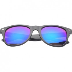 Square Retro Square Fashion Sunglasses in Black Frame Blue Lenses - Blue Purple - CZ11OJZAVGB $9.73