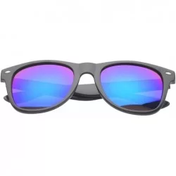 Square Retro Square Fashion Sunglasses in Black Frame Blue Lenses - Blue Purple - CZ11OJZAVGB $18.04