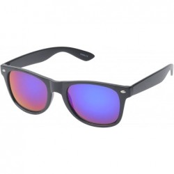 Square Retro Square Fashion Sunglasses in Black Frame Blue Lenses - Blue Purple - CZ11OJZAVGB $9.73