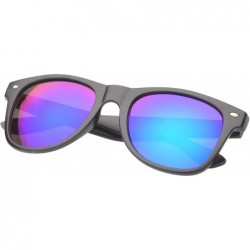 Square Retro Square Fashion Sunglasses in Black Frame Blue Lenses - Blue Purple - CZ11OJZAVGB $9.73