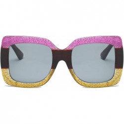 Square Women Retro Square Oversized UV Protection Fashion Sunglasses - Pink - CR18IZD2MCZ $12.07