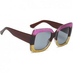 Square Women Retro Square Oversized UV Protection Fashion Sunglasses - Pink - CR18IZD2MCZ $12.07