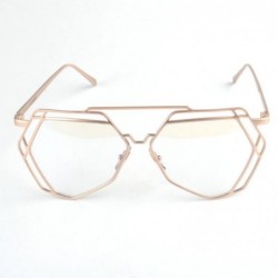 Oversized Oversized Metal Geometric Frame Clear Lens and Color Sunglasses - yhl - Gold-plain - C112O76ZVAO $9.10