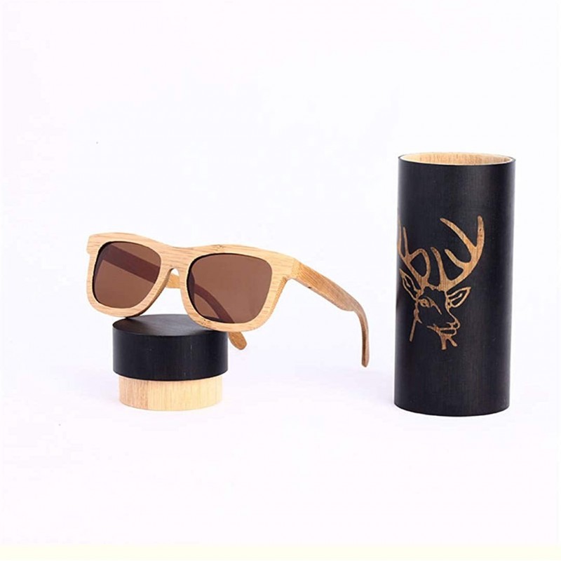 Oval Ladies Sunglasses Women Polarized Retro Vintage Sun Glasses Men Wood Bamboo Sunglasses Designer Square Glasses - CQ18Y25...