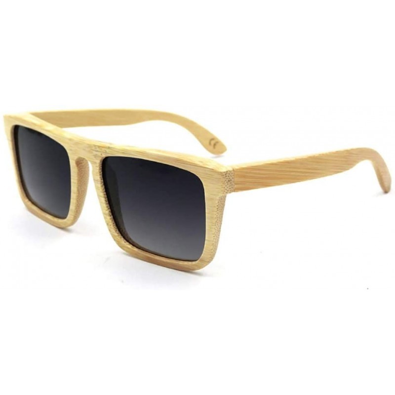 Square Outdoor Sports Square Bamboo Sunglasses- Polarized Retro for Women/Men (Color Gray) - Gray - C51997LCESN $40.78