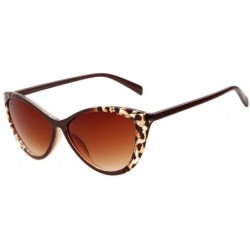 Cat Eye Women's STY-K211 Full Frame Leopard Detail Side Cateye Sunglasses - Brown - CD12G5T345T $22.19