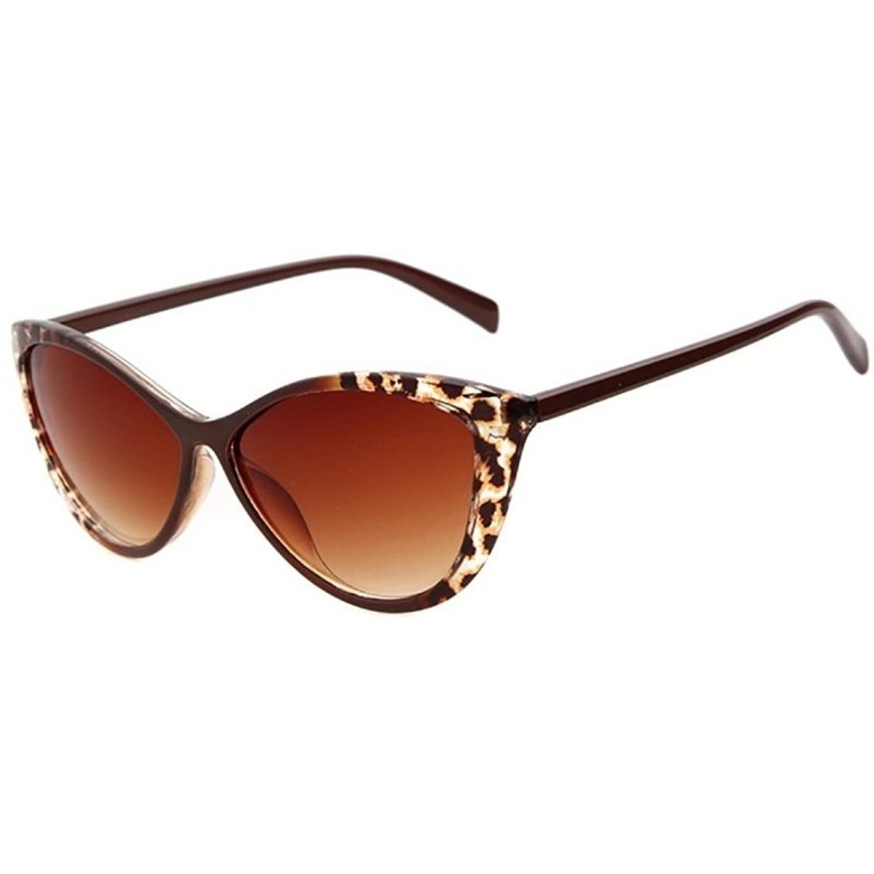 Cat Eye Women's STY-K211 Full Frame Leopard Detail Side Cateye Sunglasses - Brown - CD12G5T345T $9.51