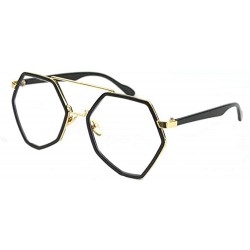 Square Geometric Frame Sunglasses Oversize White And Black Suglasses - Black-clear - CD12KEY8V6D $18.33