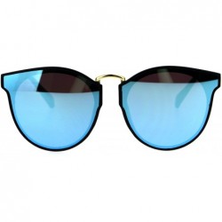 Rectangular Hipster Plastic Horned Rim Mens Metal Bridge Sunglasses - Black Blue - CC18687LZKG $17.75