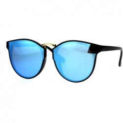 Rectangular Hipster Plastic Horned Rim Mens Metal Bridge Sunglasses - Black Blue - CC18687LZKG $8.99