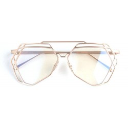 Oversized Oversized Metal Geometric Frame Clear Lens and Color Sunglasses - yhl - Gold-plain - C112O76ZVAO $9.10