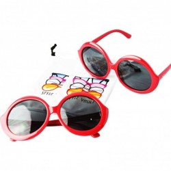 Oversized V3037-VP Plastic Oversize frame Round celebrity Sunglasses - 2-pack Red - C9122R1IM7J $19.14