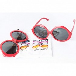 Oversized V3037-VP Plastic Oversize frame Round celebrity Sunglasses - 2-pack Red - C9122R1IM7J $8.24