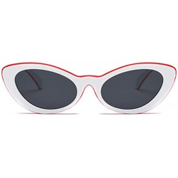 Oval Fashion Oval Round Retro Sun glasses Color Plastic Lenses Sunglasses - Red White - CK18NS7YSYQ $11.69