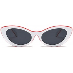 Oval Fashion Oval Round Retro Sun glasses Color Plastic Lenses Sunglasses - Red White - CK18NS7YSYQ $11.69