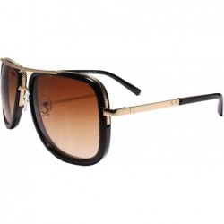 Square Designer Upscale Look Rich Famous Hip Hop Mens Square Sunglasses - Black & Gold - CX1892AEXLI $30.24