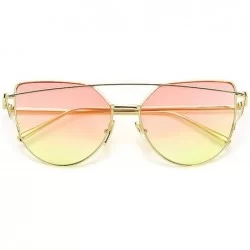 Cat Eye 2018 Er Cat Eye Sunglasses Women Vintage Metal Reflective Glasses Mirror Retro Oculos De Sol Gafas - CS198AI70O9 $30.82