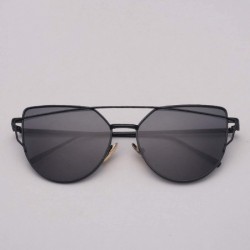 Cat Eye 2018 Er Cat Eye Sunglasses Women Vintage Metal Reflective Glasses Mirror Retro Oculos De Sol Gafas - CS198AI70O9 $30.82