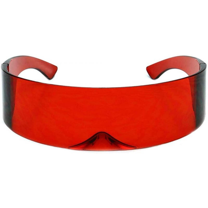 Wrap Futuristic Cyclops Alien Shield Sunglasses Monoblock - Alien Red - CU18XX2WNZU $11.35