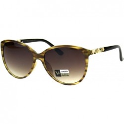 Square Womens Fashion Sunglasses Designer Style Square Chain Temple Design - Brown Stripe - CH18NU5G73Q $19.91